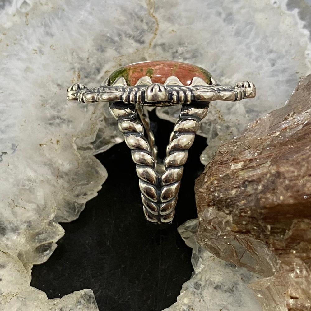 Carolyn Pollack Sterling Silver Oval Unakite Decorated Ring Size 8.5 For Women - Picture 6 of 10